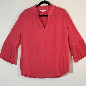 Chicos Flare Sleeve Blouse 16/3 crinkle, 3/4 sleeves, Dressy, Coral/Pink SPRING